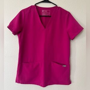 Figs Casma Three-Pocket Scrub Top Raspberry Sorbet Extra Small